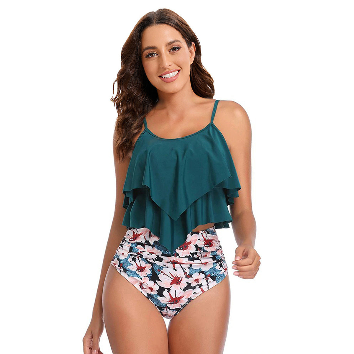 Lotus leaf two-piece swimsuit tankini