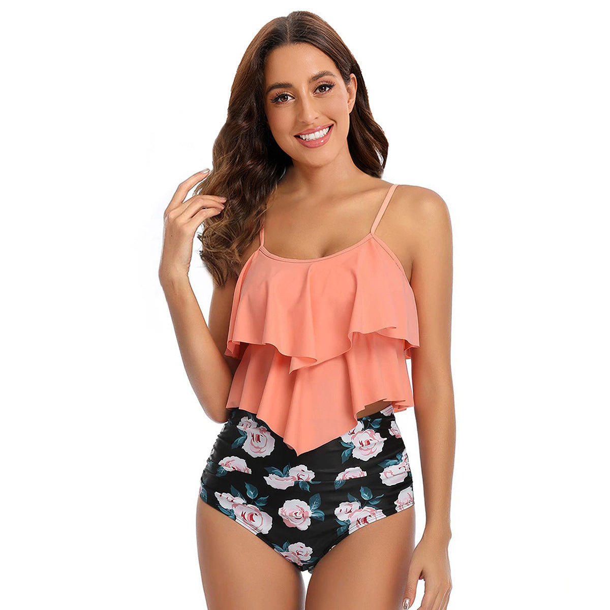 Lotus leaf two-piece swimsuit tankini