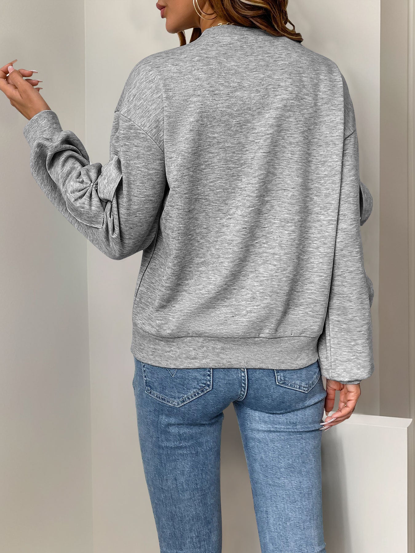 Gray Sweatshirt with Bow