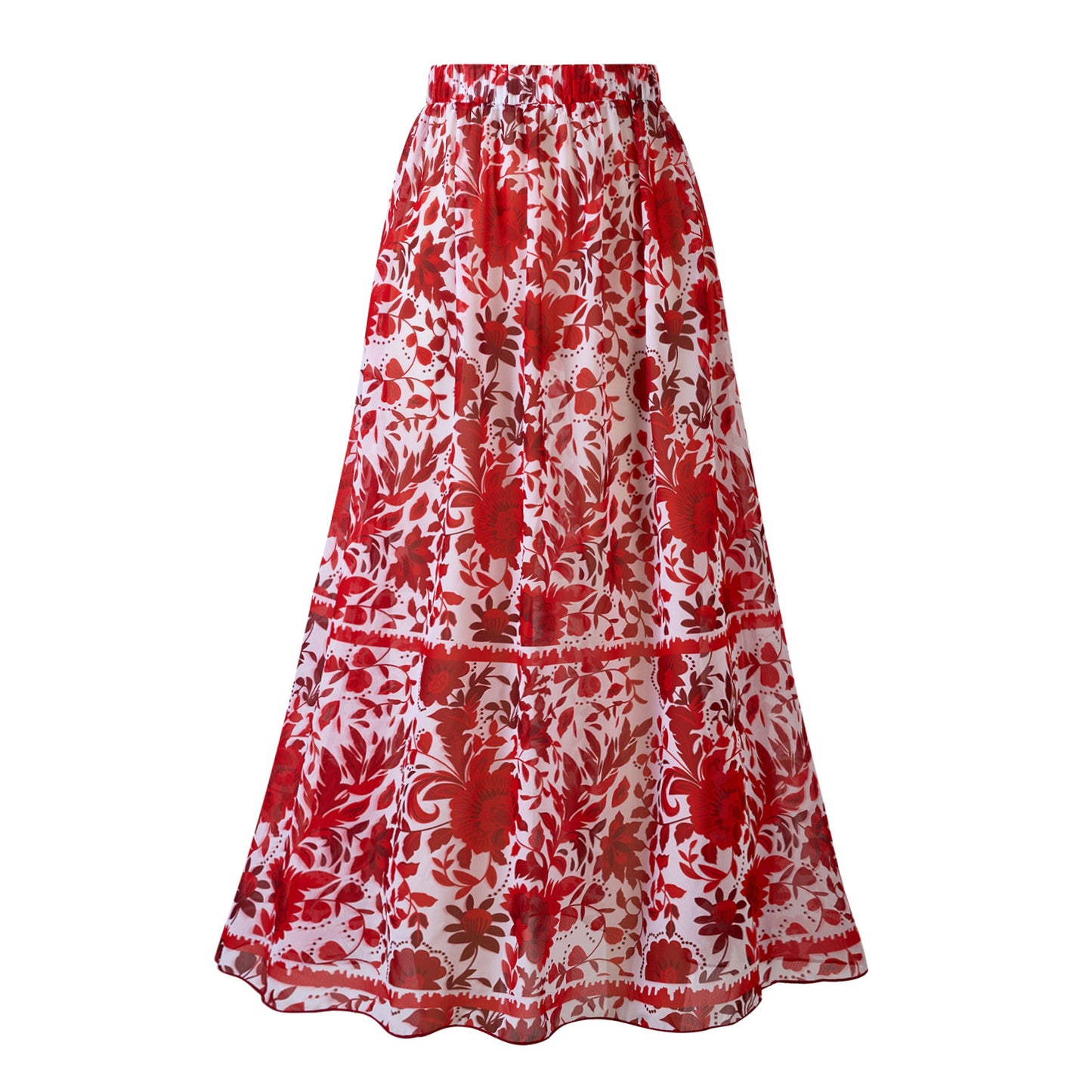 Bandeau Ruffled Red Flower One Piece Swimwear