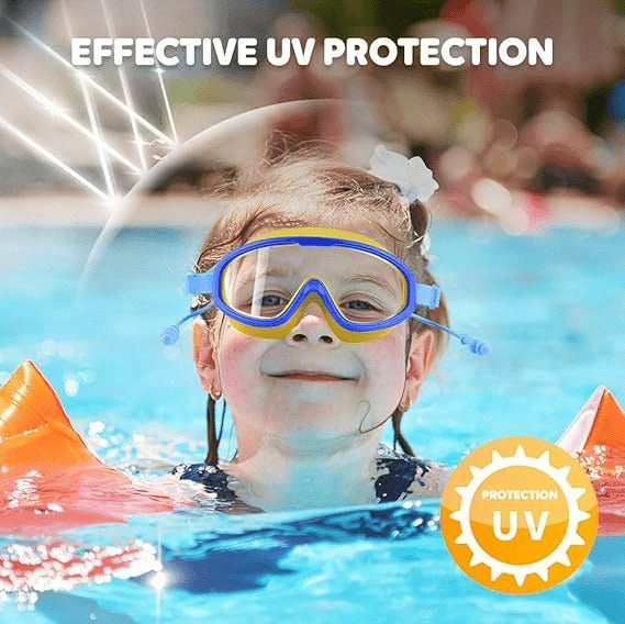 🔥HD children's large frame waterproof and anti-fog swimming goggles