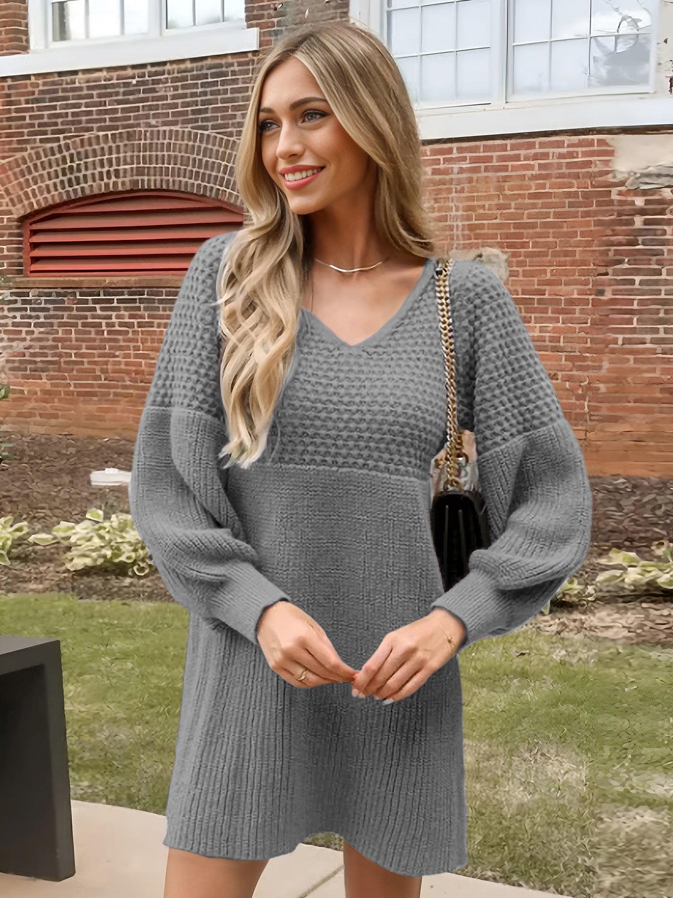 Bubble Sleeve Knit Dress