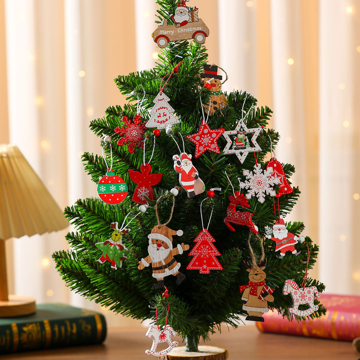 12 Pieces Christmas Wooden Hanging Ornaments