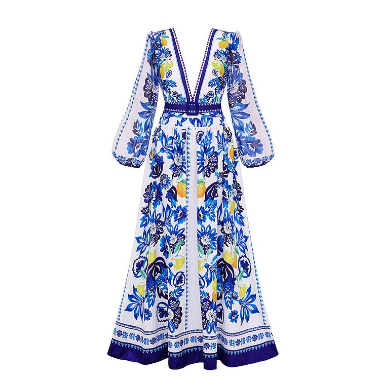 Lemon and Creative Pattern Print One Piece Swimsuit and Skirt