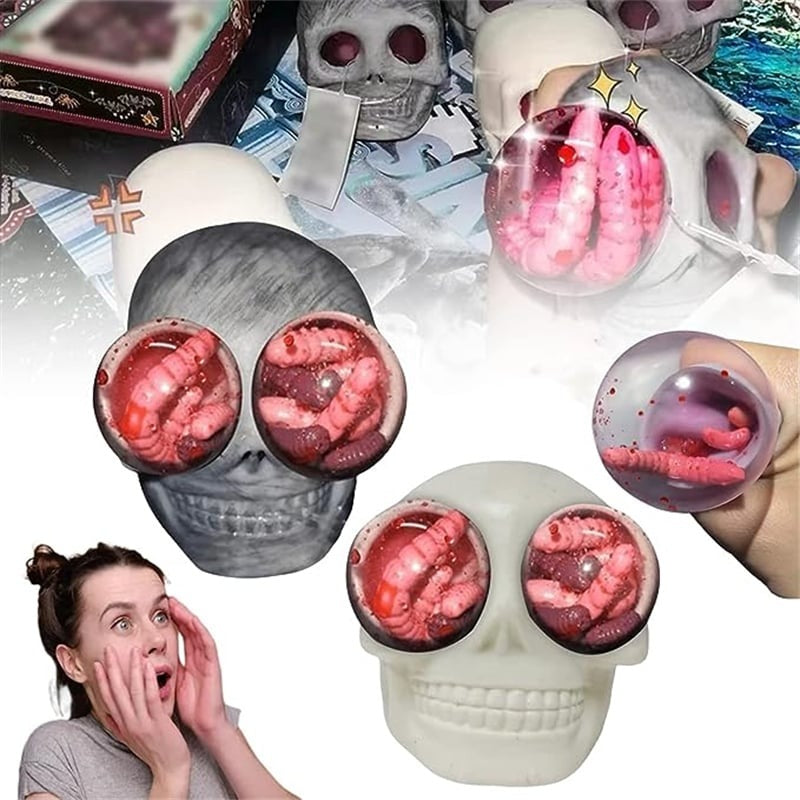💀Stress Ball Skull Worms Anti Stress Squeeze Toy