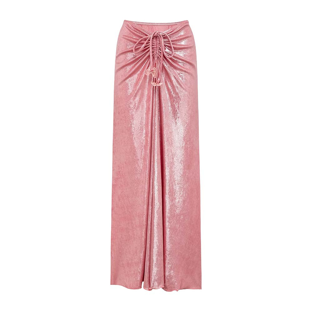 Pink Butterfly Shiny One-Piece Swimsuit Beach Set