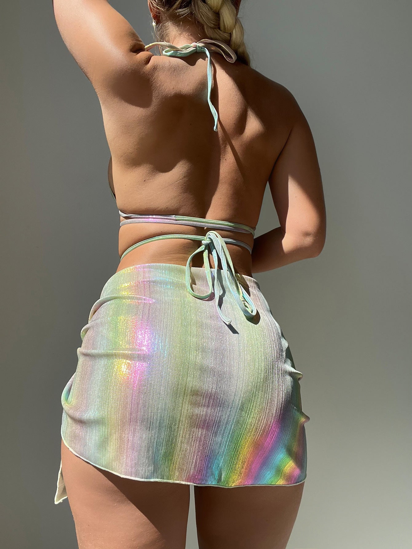 Gradient color bikini three piece set