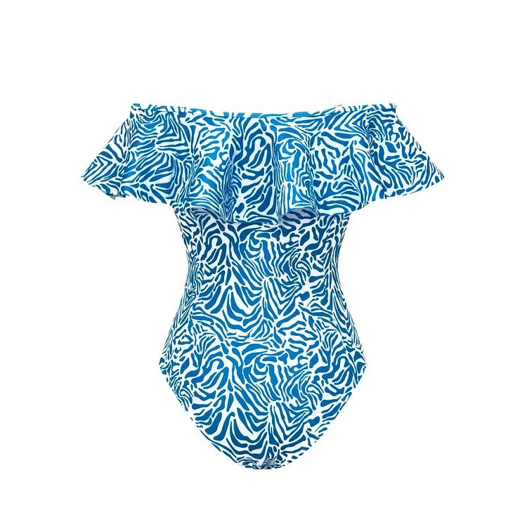 Ruffle Printed One Piece Swimsuit