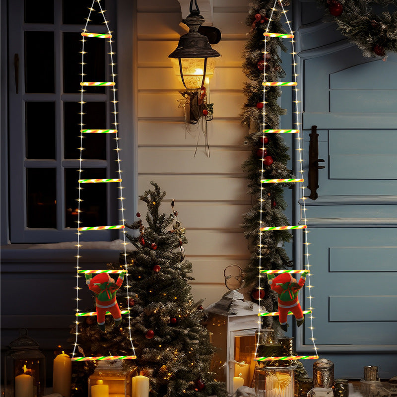 LED Santa Claus climbing the ladder colored lights