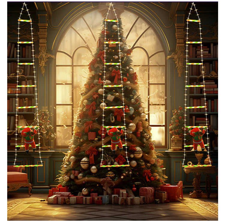 LED Santa Claus climbing the ladder colored lights