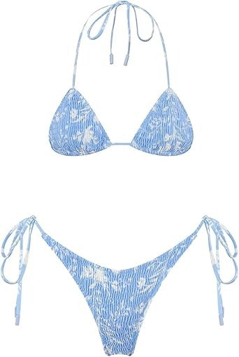 Women's Trending Scoop Triangle Print Smocked Bikini