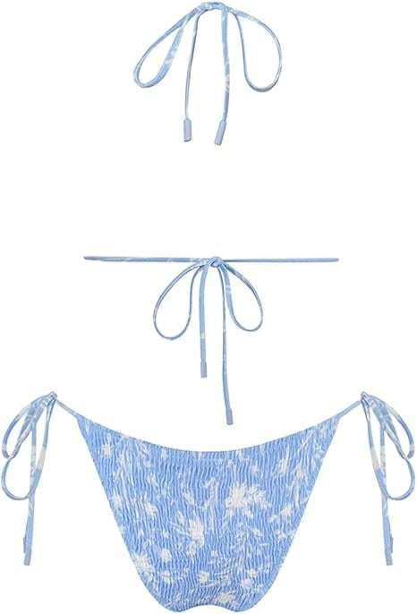 Women's Trending Scoop Triangle Print Smocked Bikini