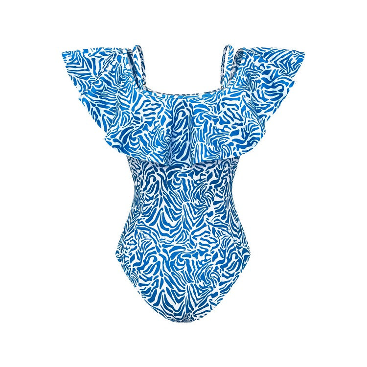 Ruffle Printed One Piece Swimsuit