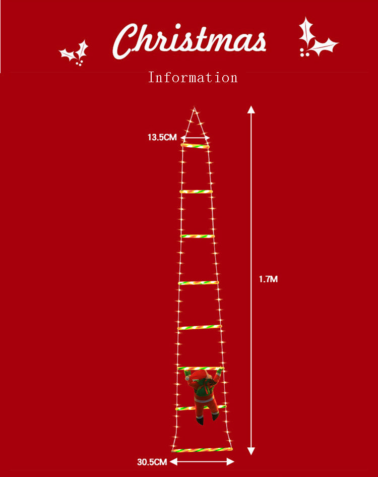 LED Santa Claus climbing the ladder colored lights
