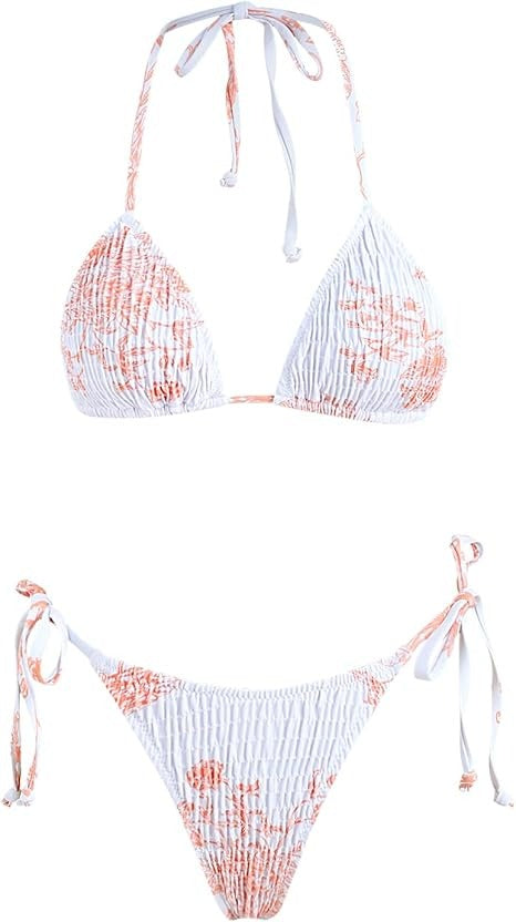 Women's Trending Scoop Triangle Print Smocked Bikini