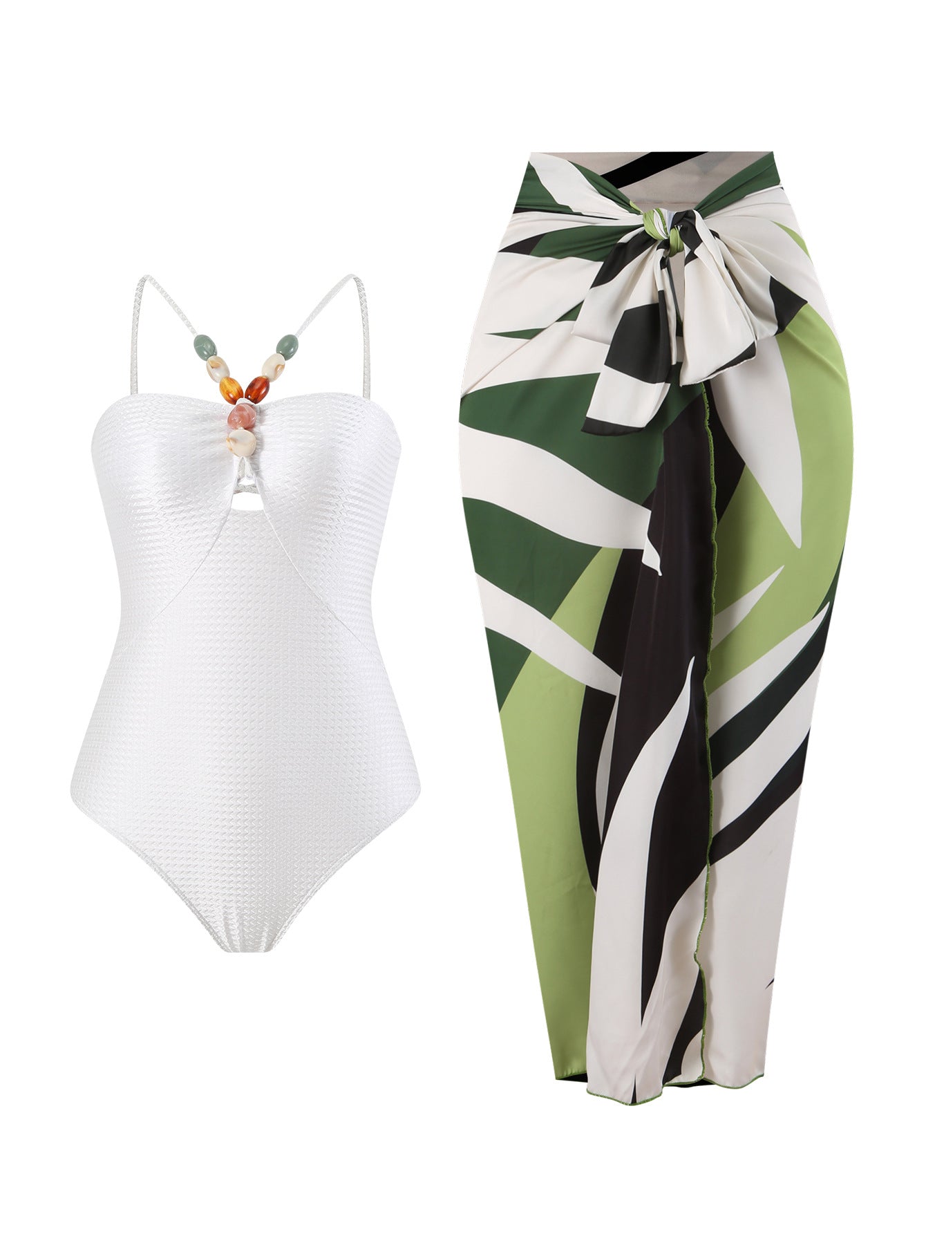 Hollow Gem Strap Swimsuit Dress