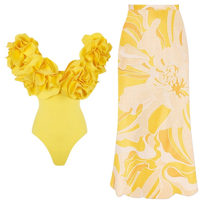 3D Flower One-piece Swimsuit Swimwear