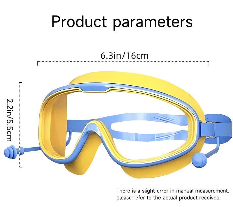🔥HD children's large frame waterproof and anti-fog swimming goggles
