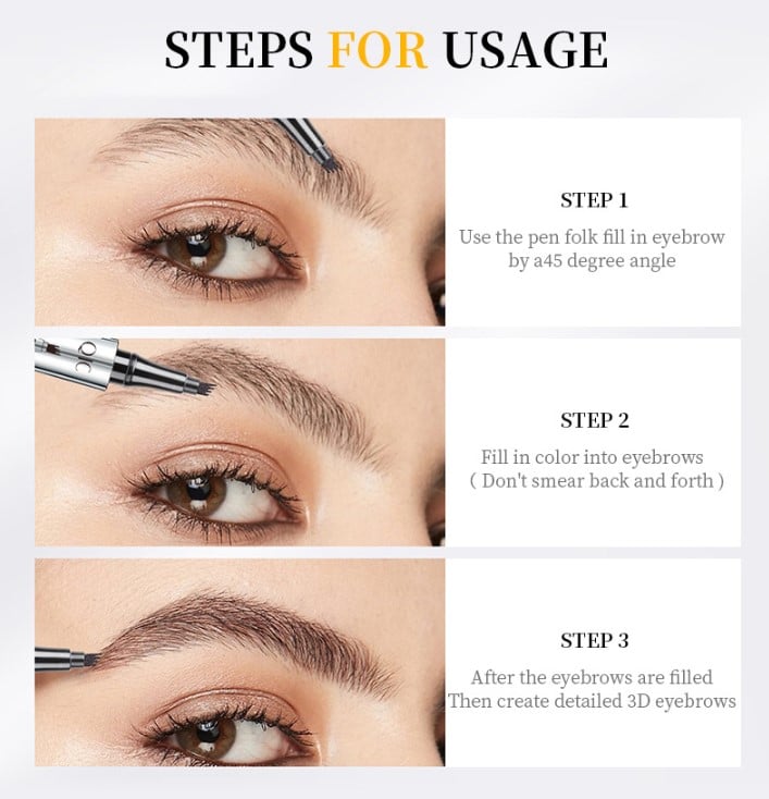 Waterproof 3D tattoo pencil with 4 fork tips for microblading (🔥 buy 1, get 1 free)