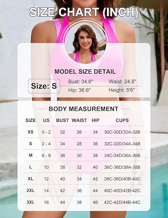 (35% OFF) Women's High Waisted Tummy Control Color Block Modest Two Piece Bikini Sets