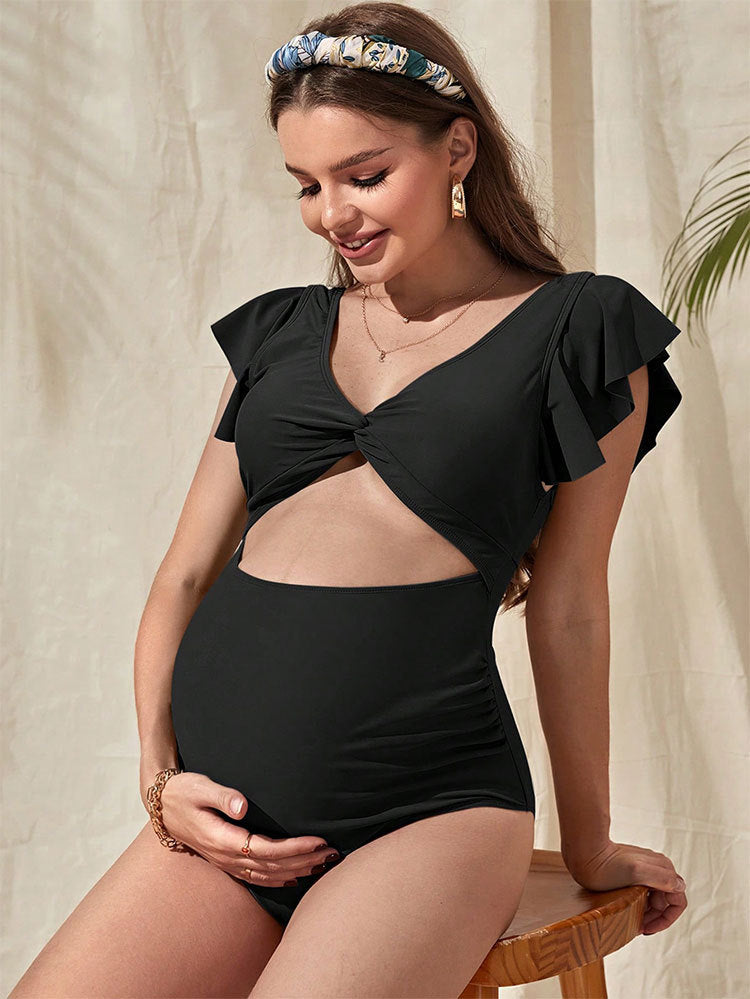 Pregnant Women's Belly Support One-Piece Swimsuit
