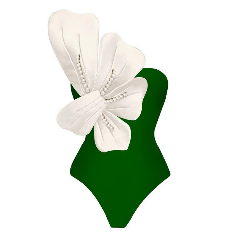 One-shoulder swimsuit set designed by independent designers