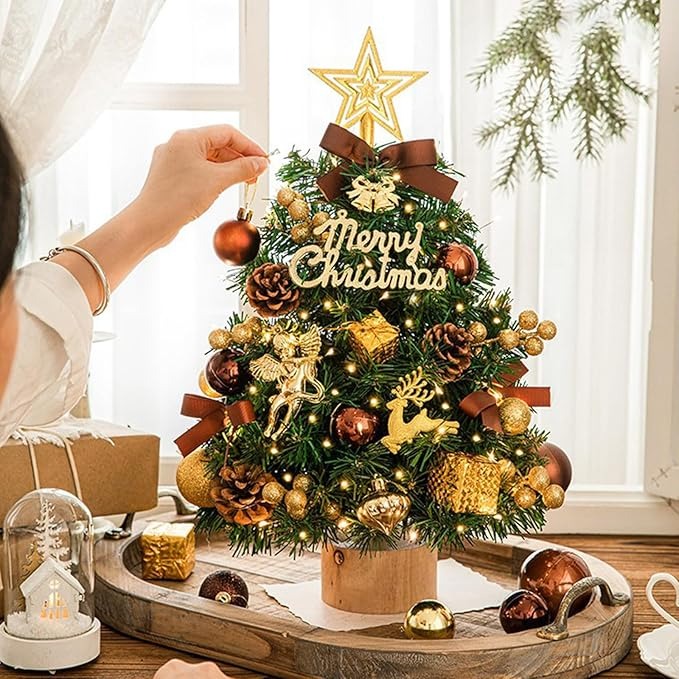 (Free Shipping) Christmas Table Decor Small Christmas Tree with Lights
