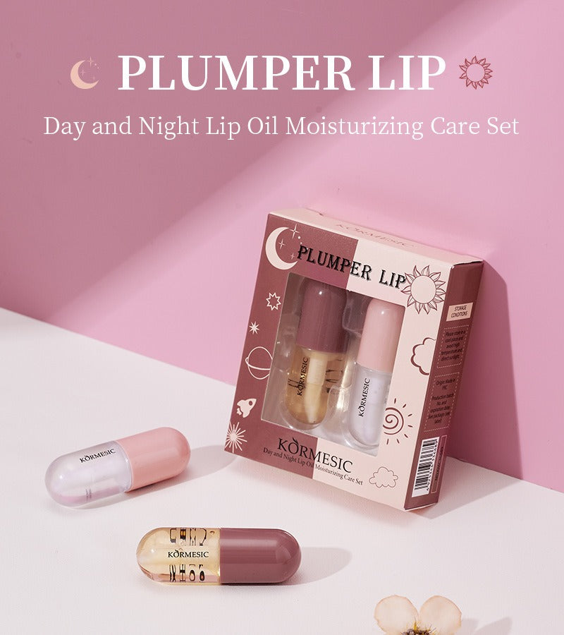 Lip Plumper, Natural Lip Plumper and Lip Care Serum, Lip Enhancer for Fuller, Lip Mask, Beautiful Fuller, Hydrating & Reduce Fine Lines 5.5ML (Day& Night)