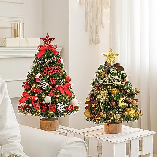 (Free Shipping) Christmas Table Decor Small Christmas Tree with Lights