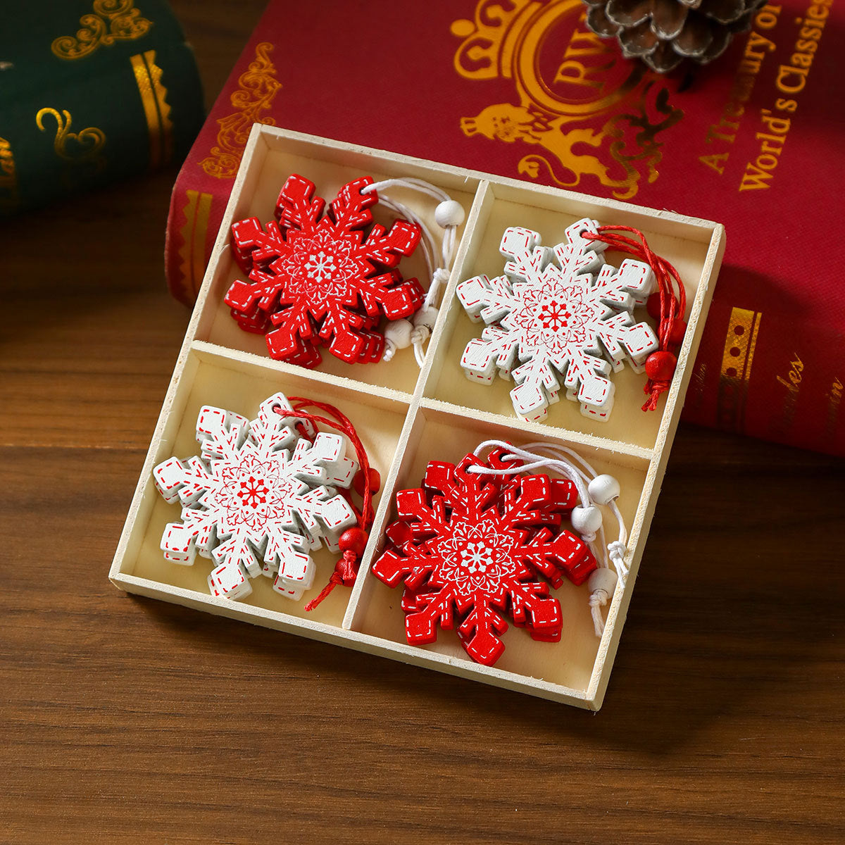 12 Pieces Christmas Wooden Hanging Ornaments