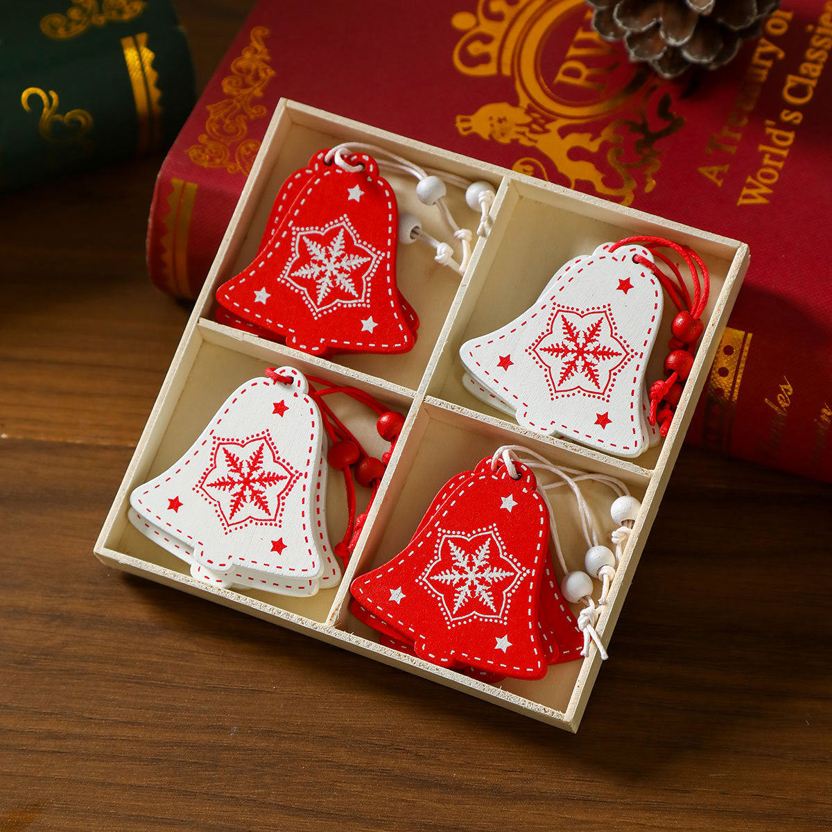 12 Pieces Christmas Wooden Hanging Ornaments