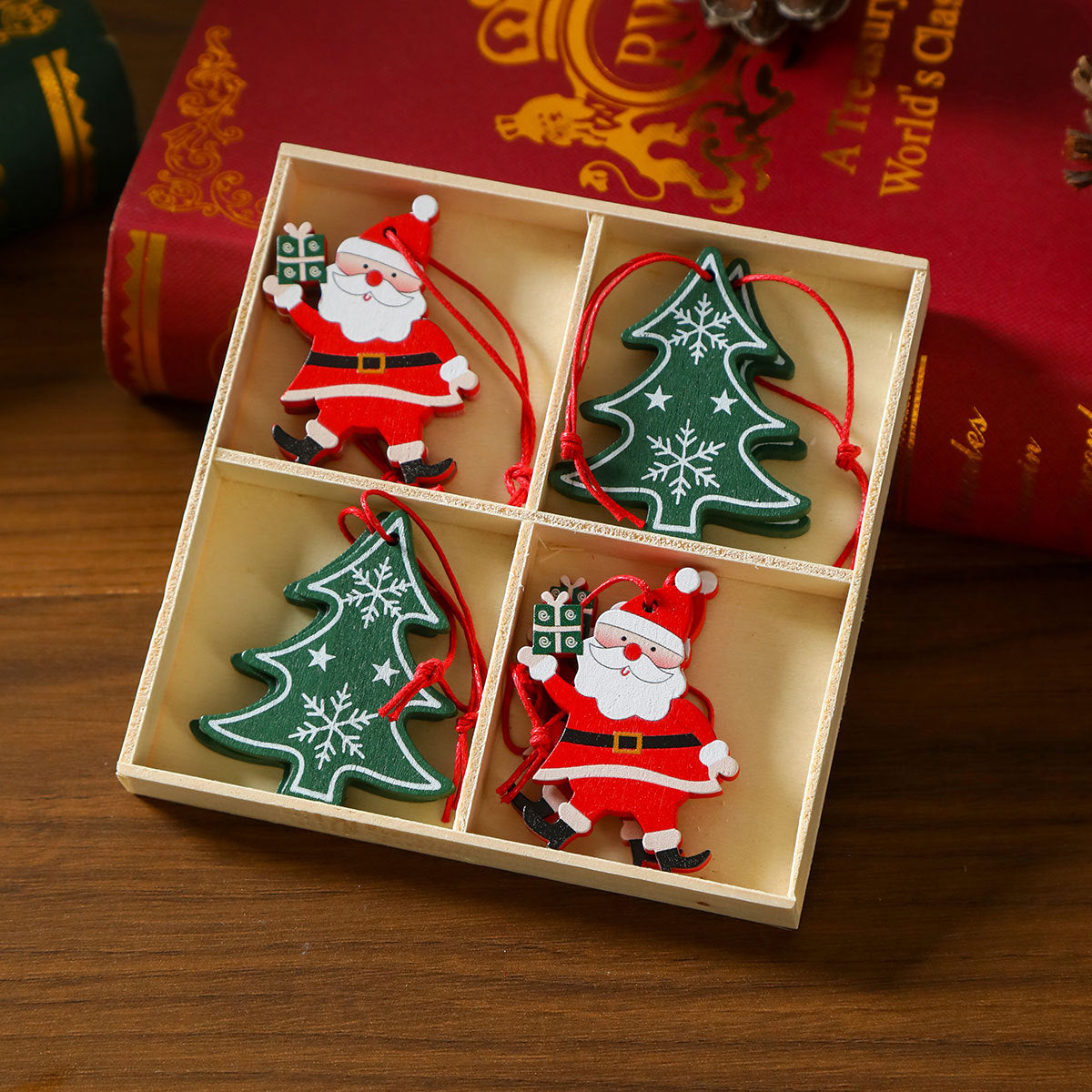 12 Pieces Christmas Wooden Hanging Ornaments