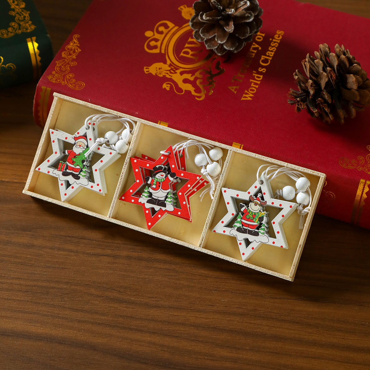 12 Pieces Christmas Wooden Hanging Ornaments
