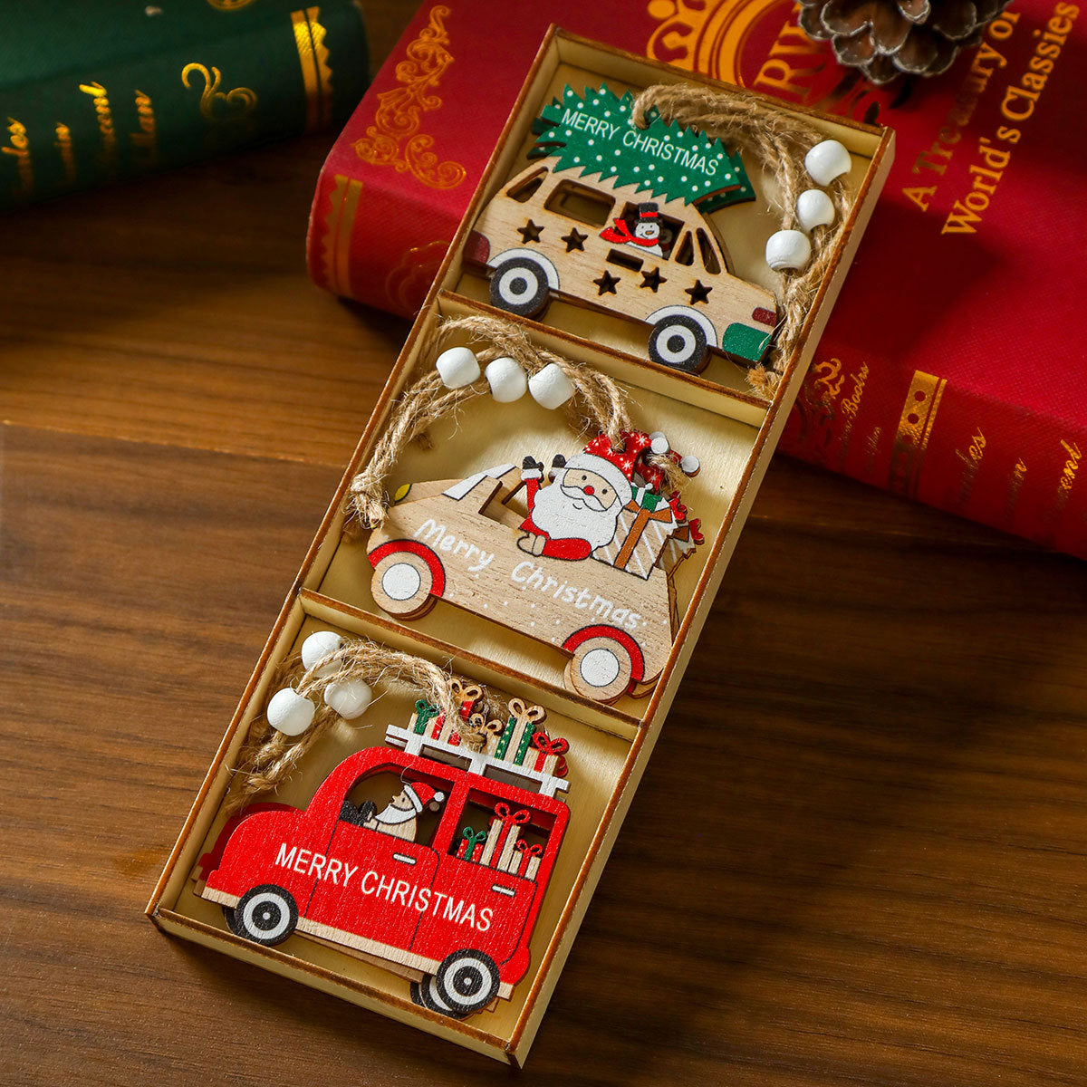 12 Pieces Christmas Wooden Hanging Ornaments