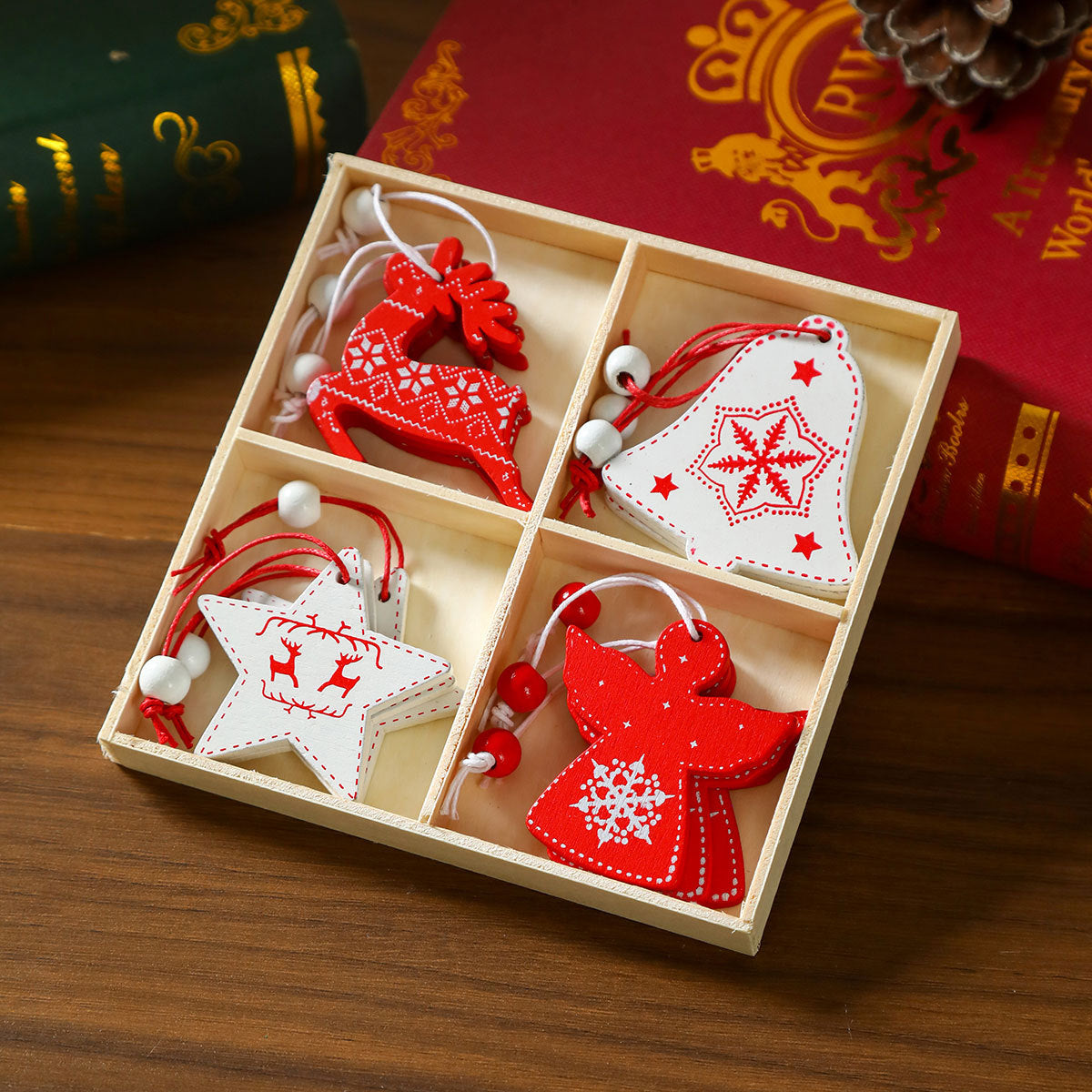 12 Pieces Christmas Wooden Hanging Ornaments
