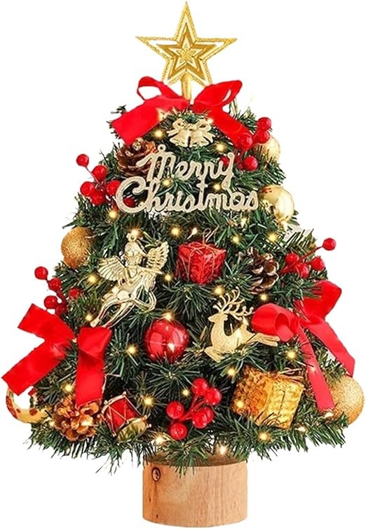 (Free Shipping) Christmas Table Decor Small Christmas Tree with Lights