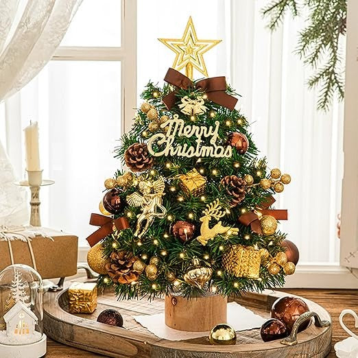 (Free Shipping) Christmas Table Decor Small Christmas Tree with Lights