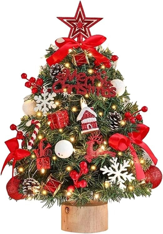 (Free Shipping) Christmas Table Decor Small Christmas Tree with Lights