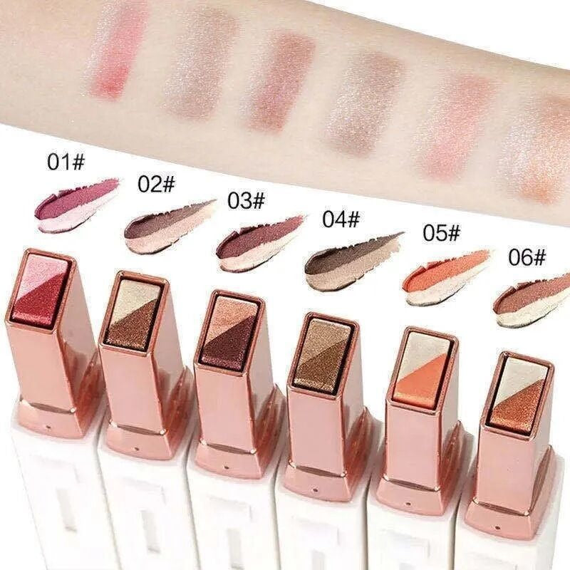 6 Colors Glitter Double Colors Eye Shadow Stick Gradient Eye Makeup