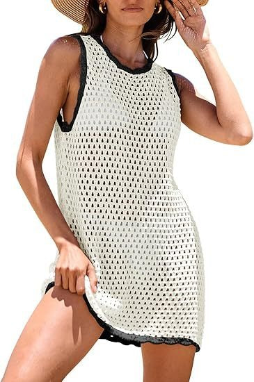 Hollow Open-Back Knit Swimsuit Cover-up