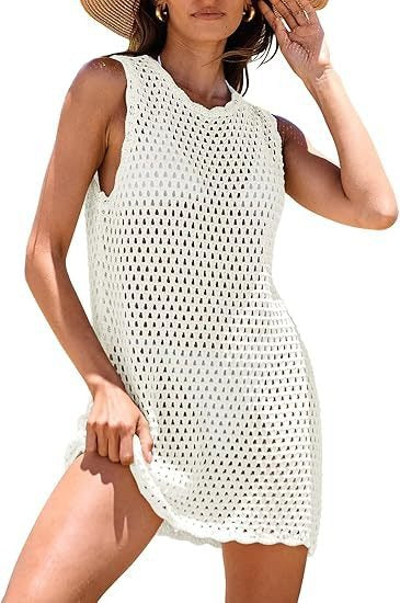 Hollow Open-Back Knit Swimsuit Cover-up