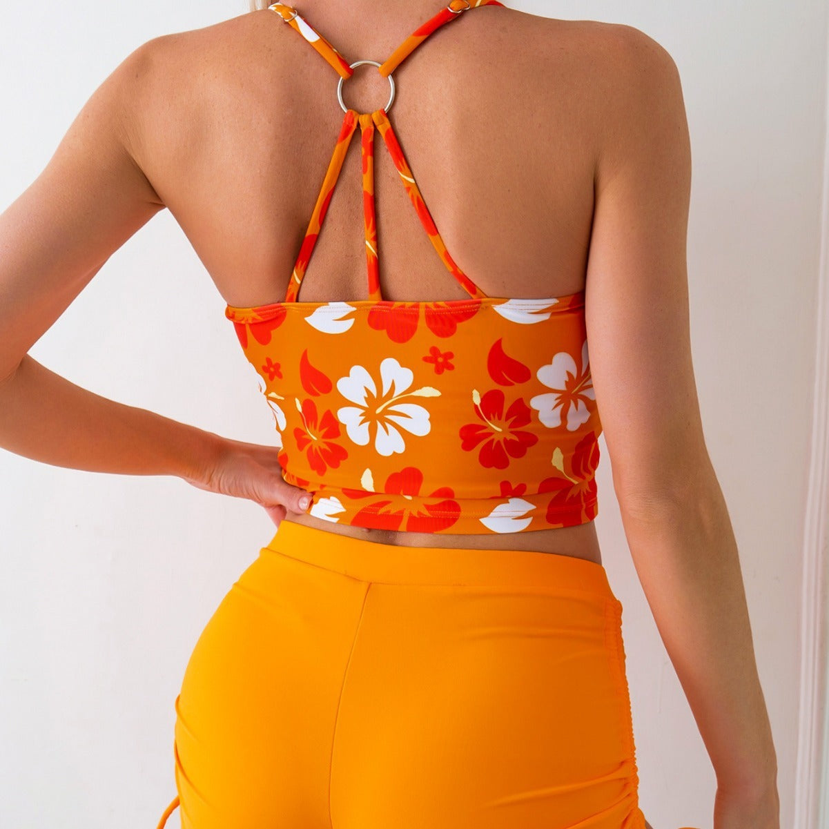 Tube Top Print Push Up Bikini Set High Waist Halter Swimsuit