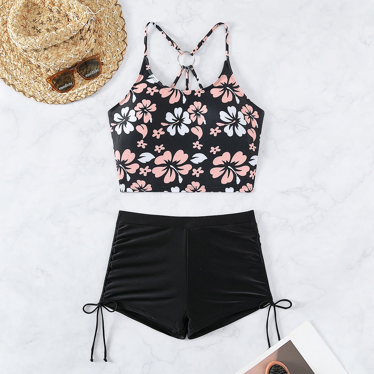 Tube Top Print Push Up Bikini Set High Waist Halter Swimsuit