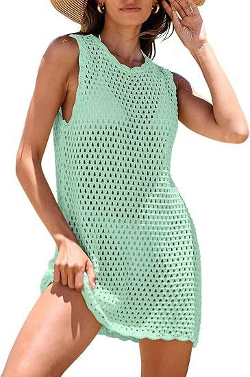 Hollow Open-Back Knit Swimsuit Cover-up