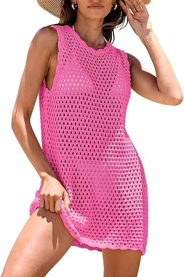Hollow Open-Back Knit Swimsuit Cover-up