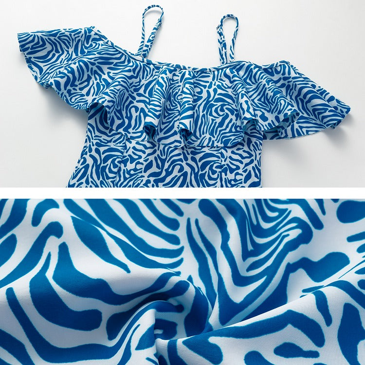 Ruffle Printed One Piece Swimsuit