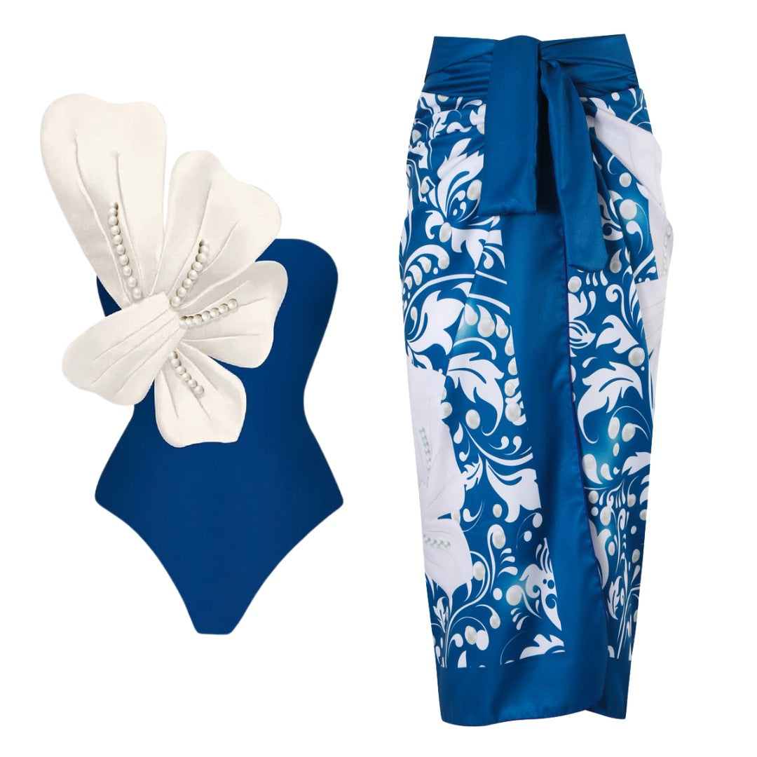 One-shoulder swimsuit set designed by independent designers