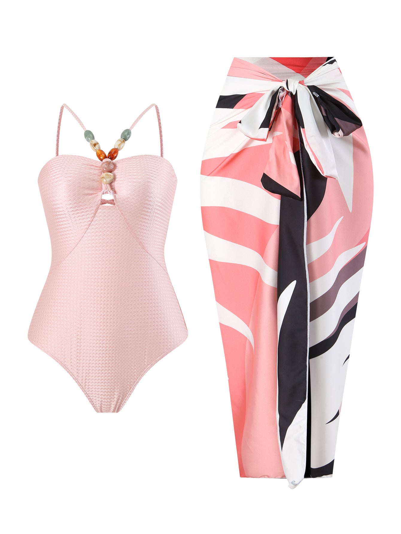 Hollow Gem Strap Swimsuit Dress