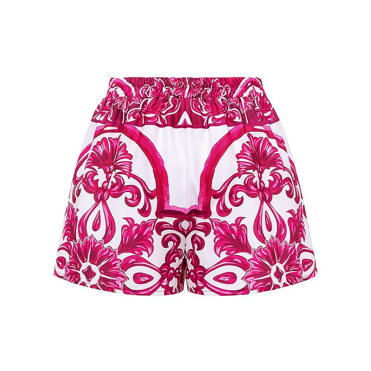 Sling Classic Majolica Series Pattern Print One Piece Swimwear