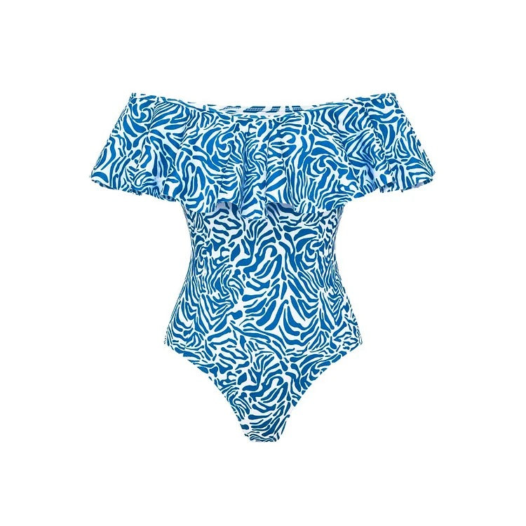 Ruffle Printed One Piece Swimsuit